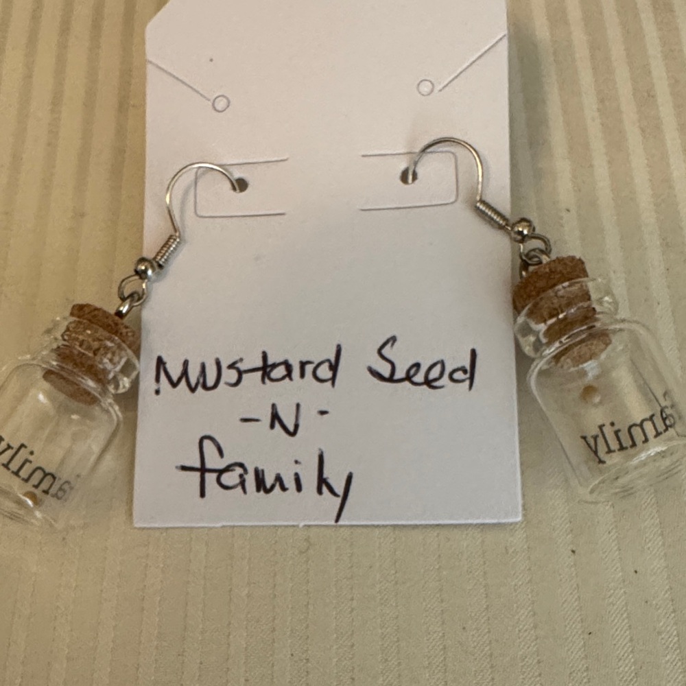 Mustard Seed Glass Bottle Earrings with Cork - Picture 5 of 12